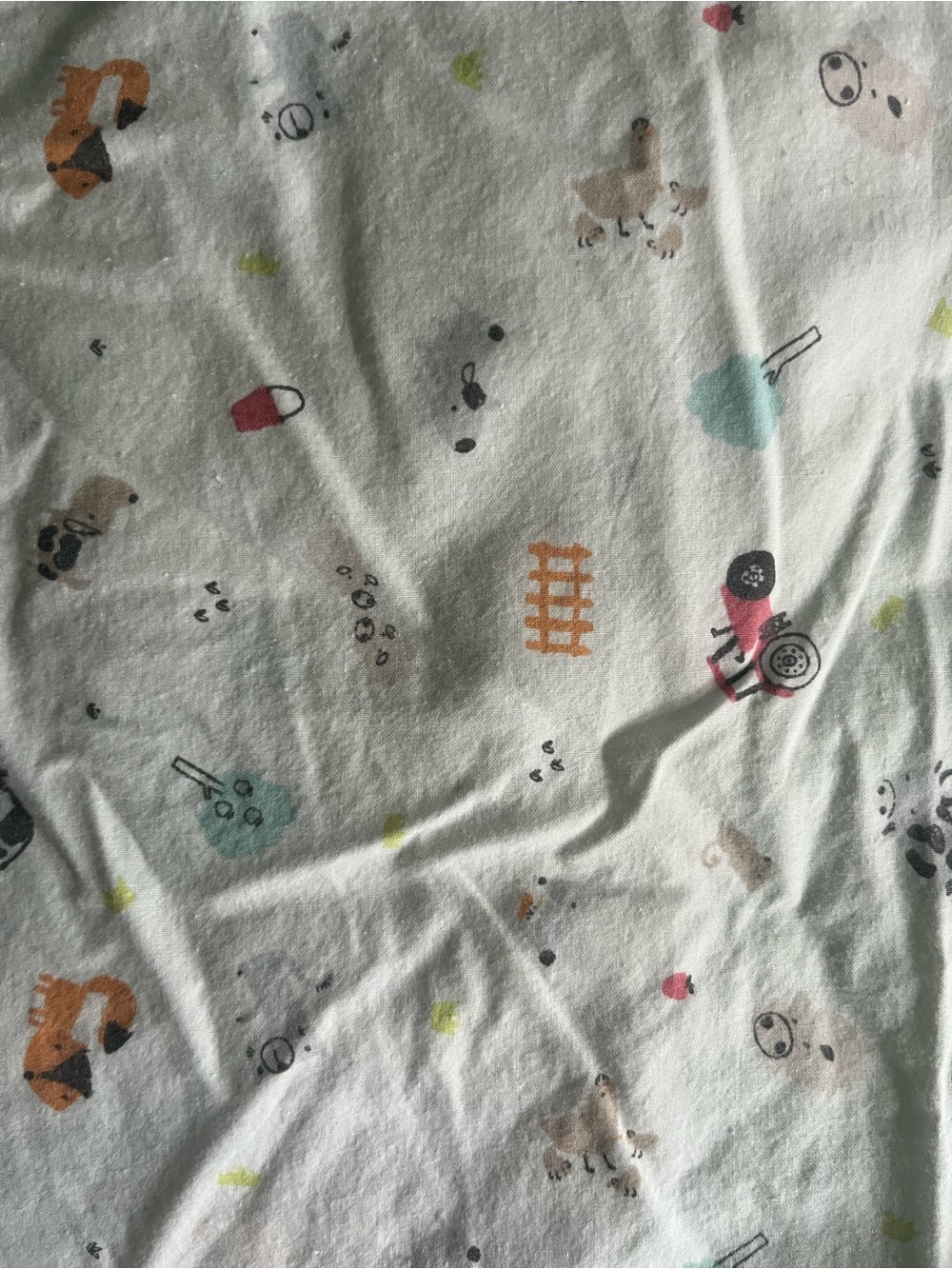 Soft Cotton Animal Print Crib Sheet - White with Multicolor Accents